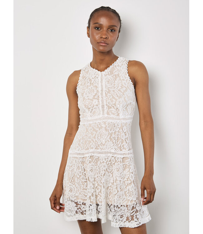 High Neck Lace Skater Dress