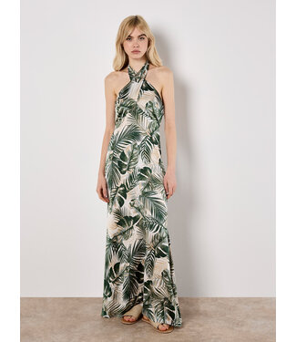 Tropical Leafy Satin Dress