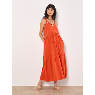 Shell Detailed Tiered Midaxi Dress