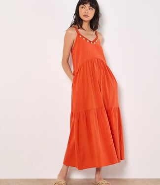 Shell Detailed Tiered Midaxi Dress