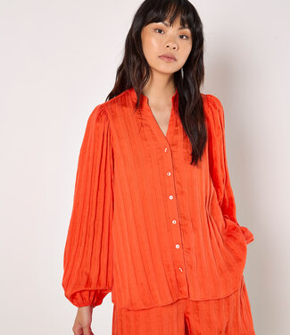 Grandad Collar Self Stripe Cuff Shirt