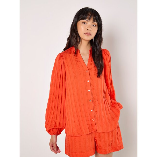 Grandad Collar Self Stripe Cuff Shirt