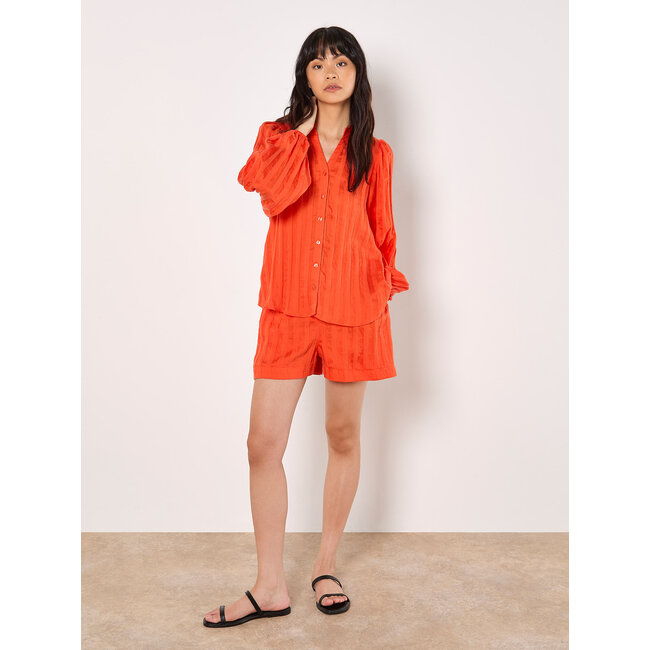 Grandad Collar Self Stripe Cuff Shirt