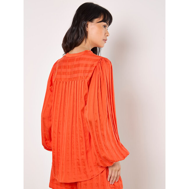 Grandad Collar Self Stripe Cuff Shirt