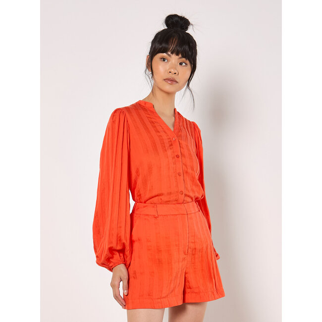 Grandad Collar Self Stripe Cuff Shirt