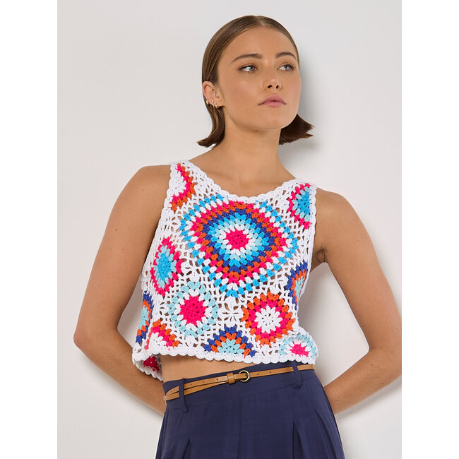 Diamond Crochet Vest Crop Top