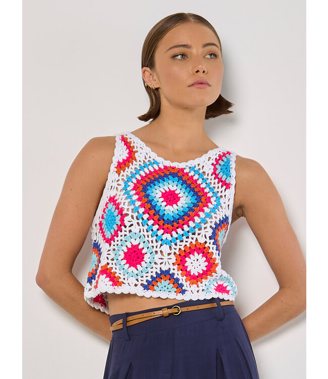 Diamond Crochet Vest Crop Top