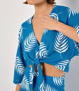 Tropical Leaf Batwing Knot Top
