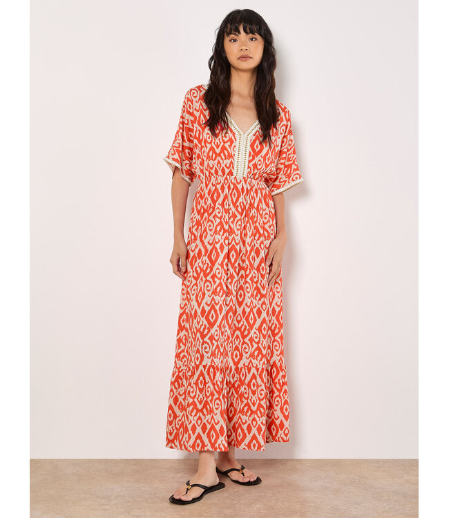 Ikat Swirl Fringe Shimmer Dress