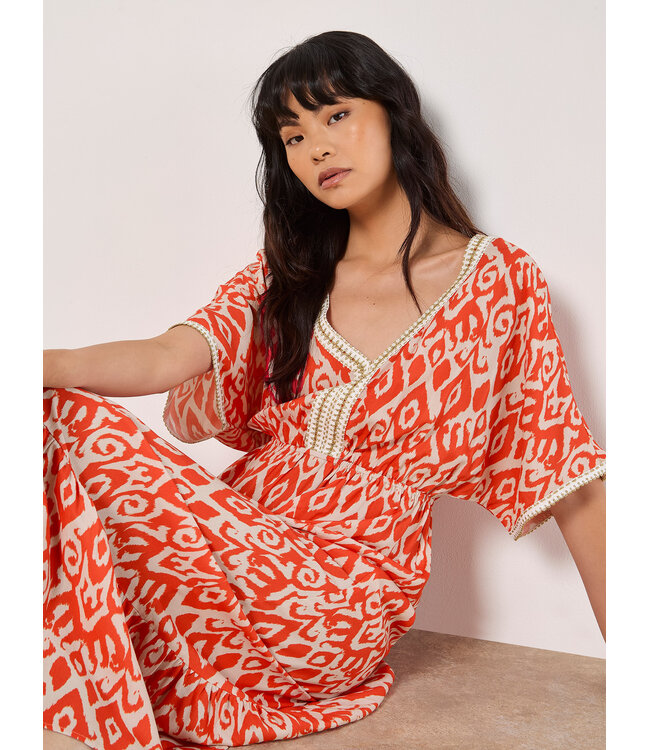 Ikat Swirl Fringe Shimmer Dress