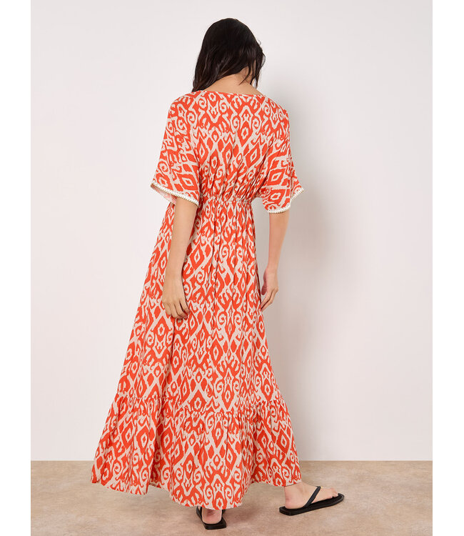 Ikat Swirl Fringe Shimmer Dress