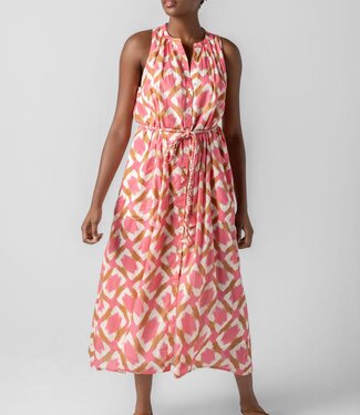 Lilla P Split Neck Belted Maxi Dress