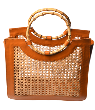 Bamboo Handle Wicker Bag