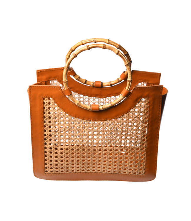 Bamboo Handle Wicker Bag