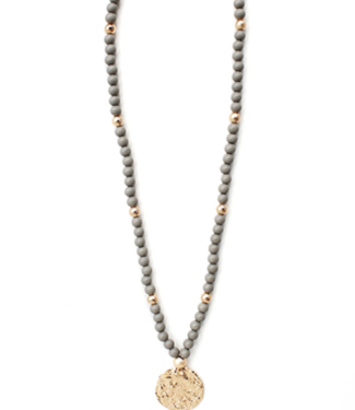Wood Textured Disc Necklace