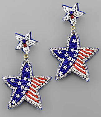 USA Flag Star Bead Earrings