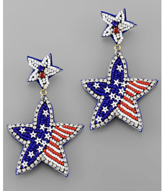 USA Flag Star Bead Earrings