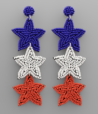 Beaded 3 Star Earring