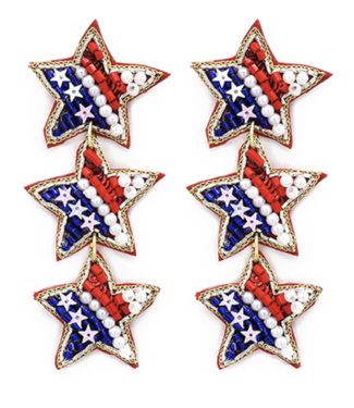 Patrotic Star 3 Drop Earrings