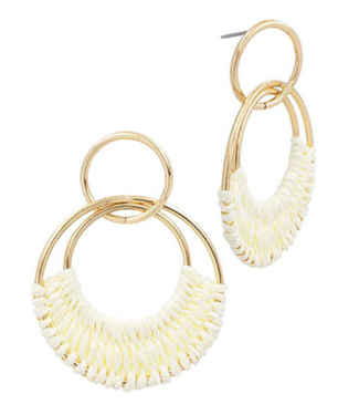 Raffia Woven Circle 2 Drop Earring