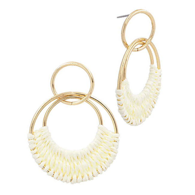 Raffia Woven Circle 2 Drop Earring