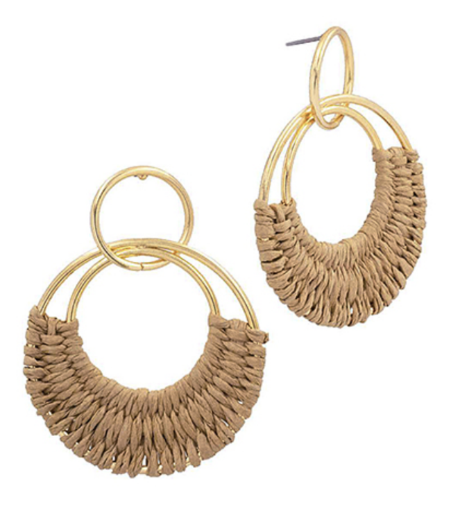 Raffia Woven Circle 2 Drop Earring