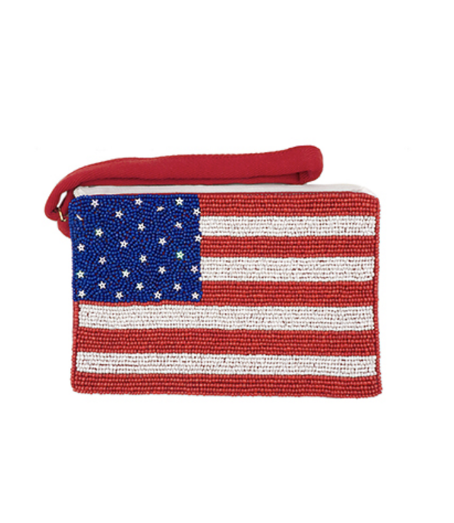 USA Beaded Flag Pouch