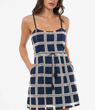 Greylin Wayna Grid Crochet Mini Dress