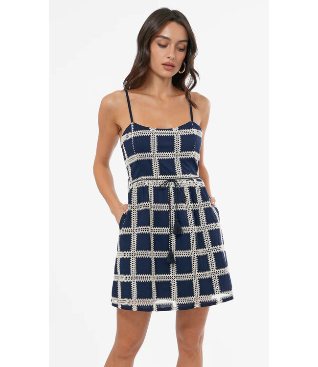 Greylin Wayna Grid Crochet Mini Dress