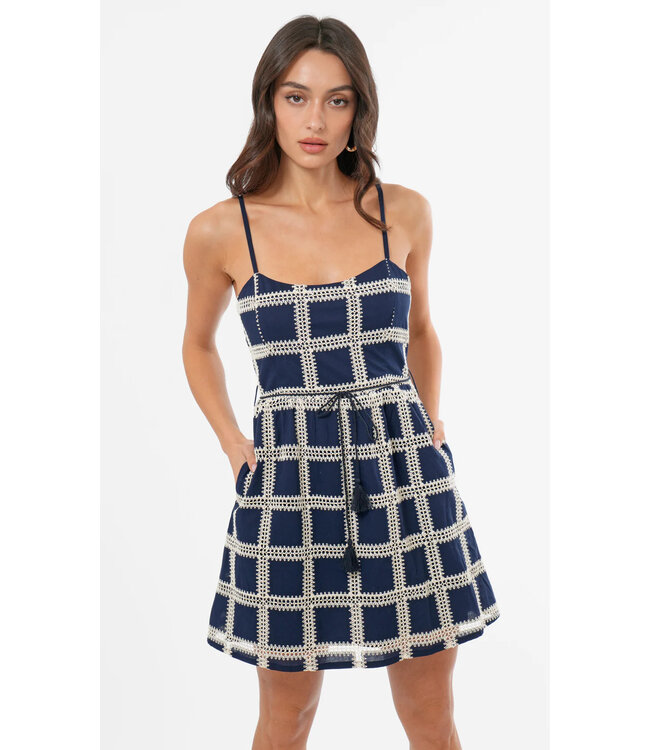 Greylin Wayna Grid Crochet Mini Dress