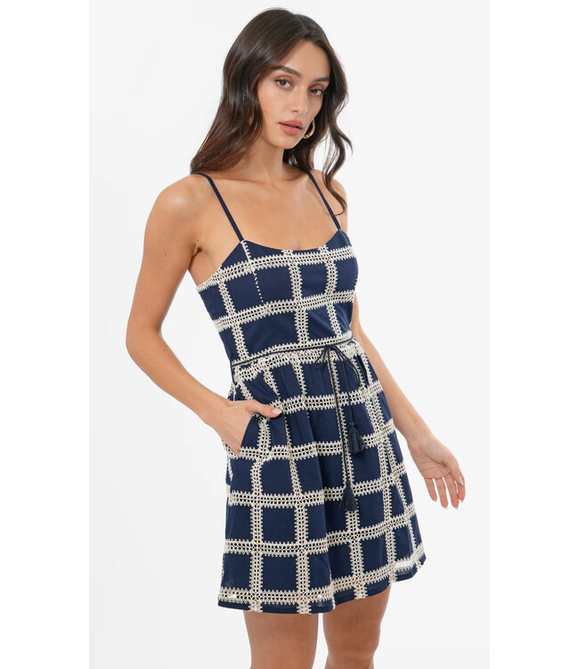 Greylin Wayna Grid Crochet Mini Dress