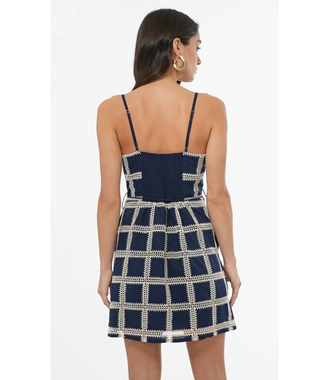 Greylin Wayna Grid Crochet Mini Dress
