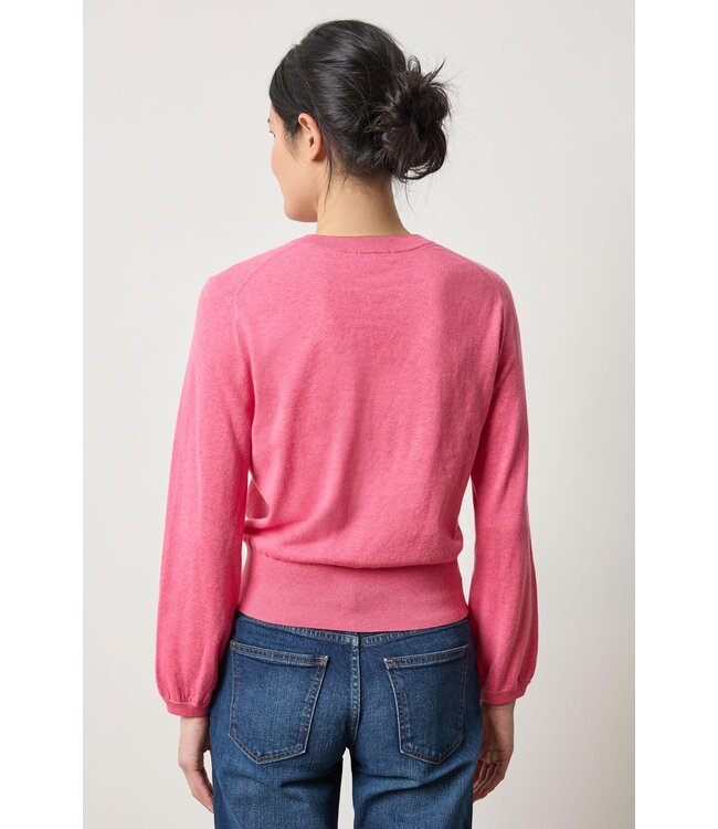 Lilla P Shirred Sleeve Crewneck Sweater