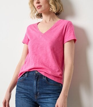 Lilla P Short Sleeve Back Seam V-Neck