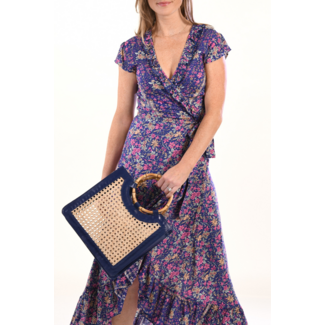 Bamboo Handle Wicker Bag