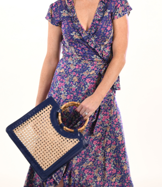 Bamboo Handle Wicker Bag