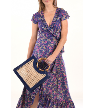 Bamboo Handle Wicker Bag