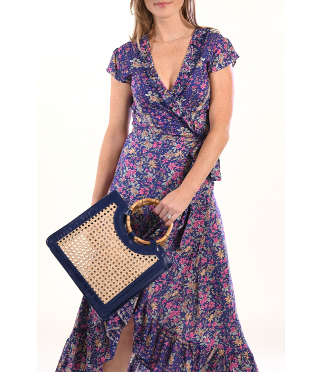 Bamboo Handle Wicker Bag