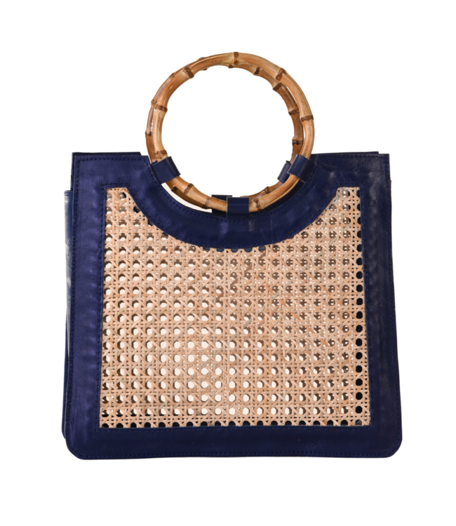 Bamboo Handle Wicker Bag