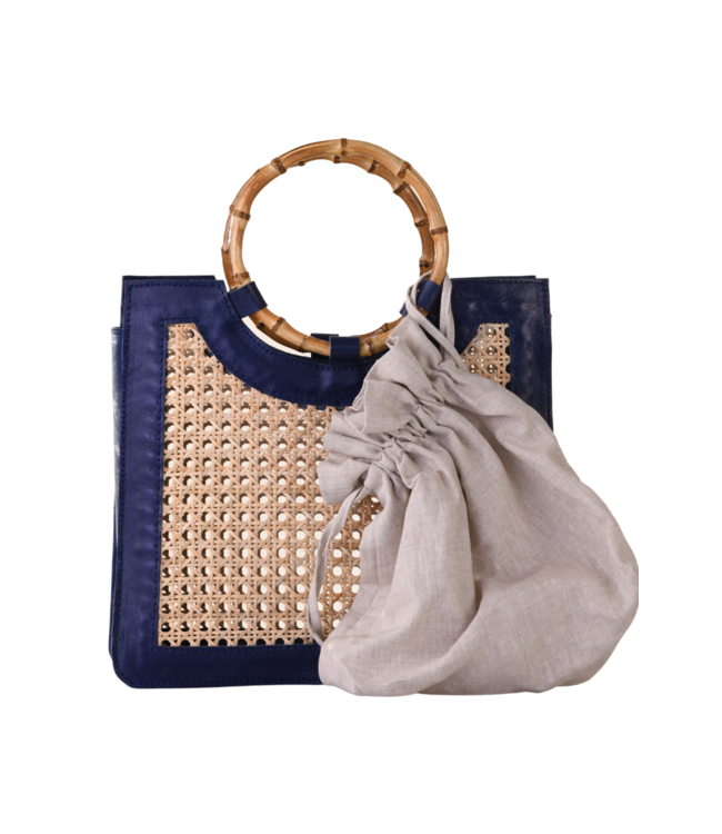 Bamboo Handle Wicker Bag