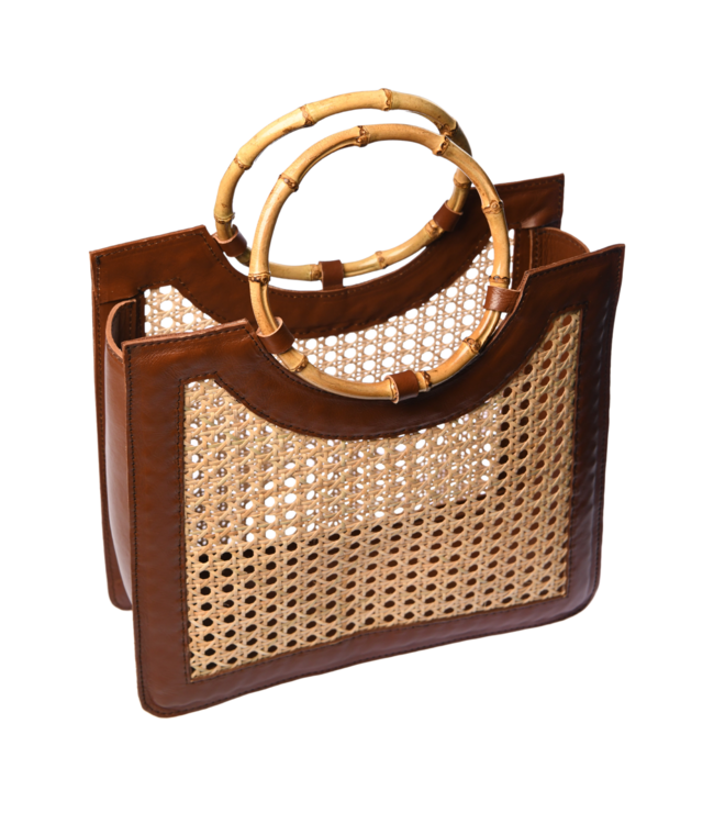 Bamboo Handle Wicker Bag
