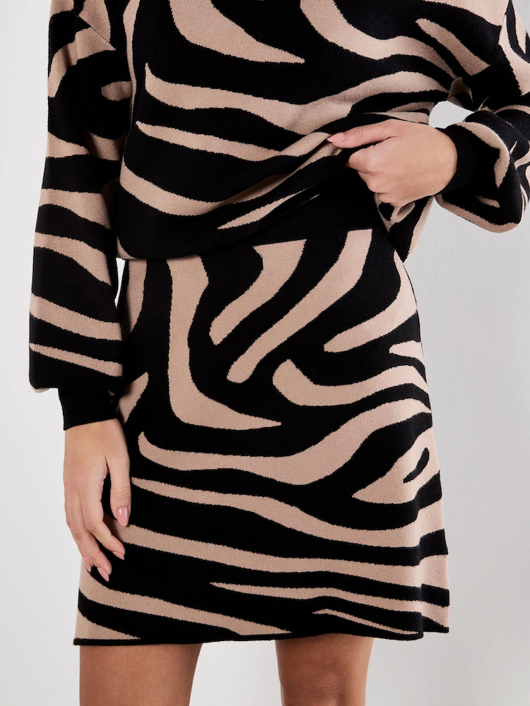 Zebra Jacquard Knit Skirt - Coastal Bliss