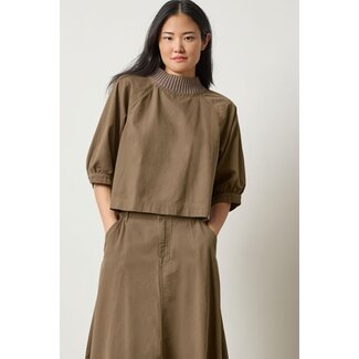 Lilla P Knit Collar Twill Top