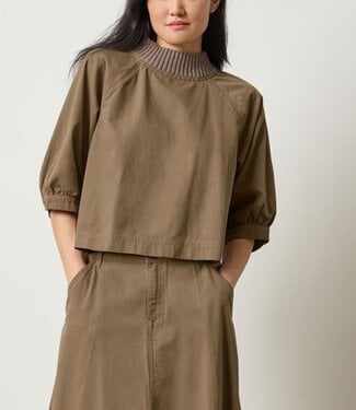 Lilla P Knit Collar Twill Top