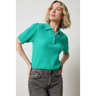Lilla P Mixed Stitch Elbow Sleeve Polo