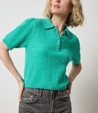 Lilla P Mixed Stitch Elbow Sleeve Polo