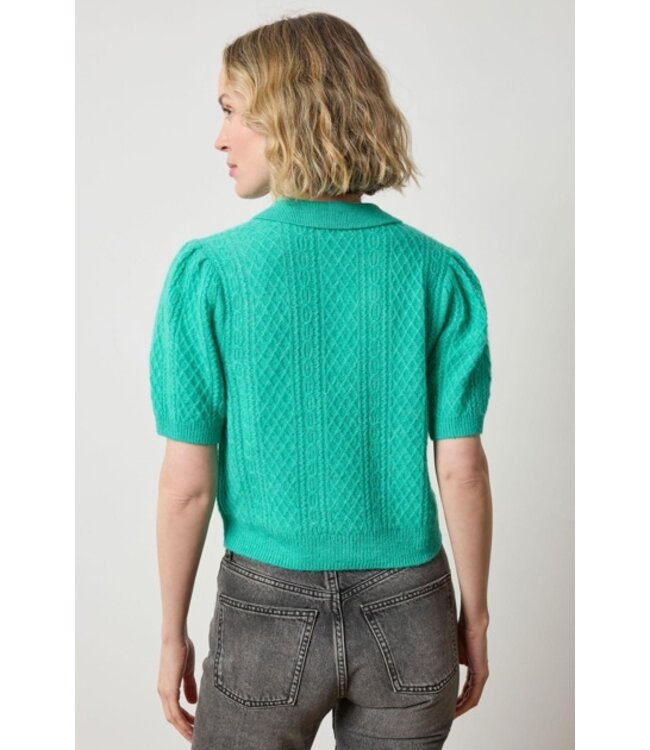 Lilla P Mixed Stitch Elbow Sleeve Polo