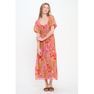 Tapestry Magic Puff Sleeve Maxi