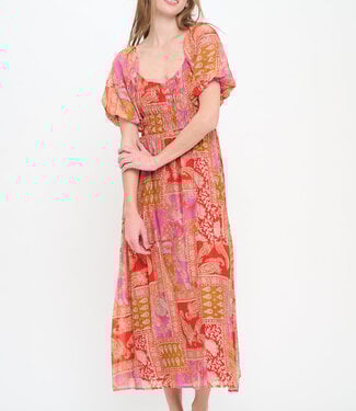 Tapestry Magic Puff Sleeve Maxi