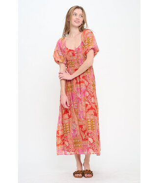 Tapestry Magic Puff Sleeve Maxi